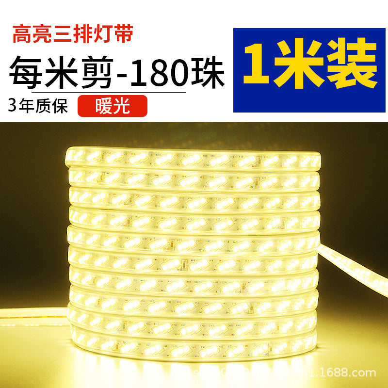Household outdoor waterproofled light strip super bright white light strip outdoor exterior wall construction site tunnel lighting 220v