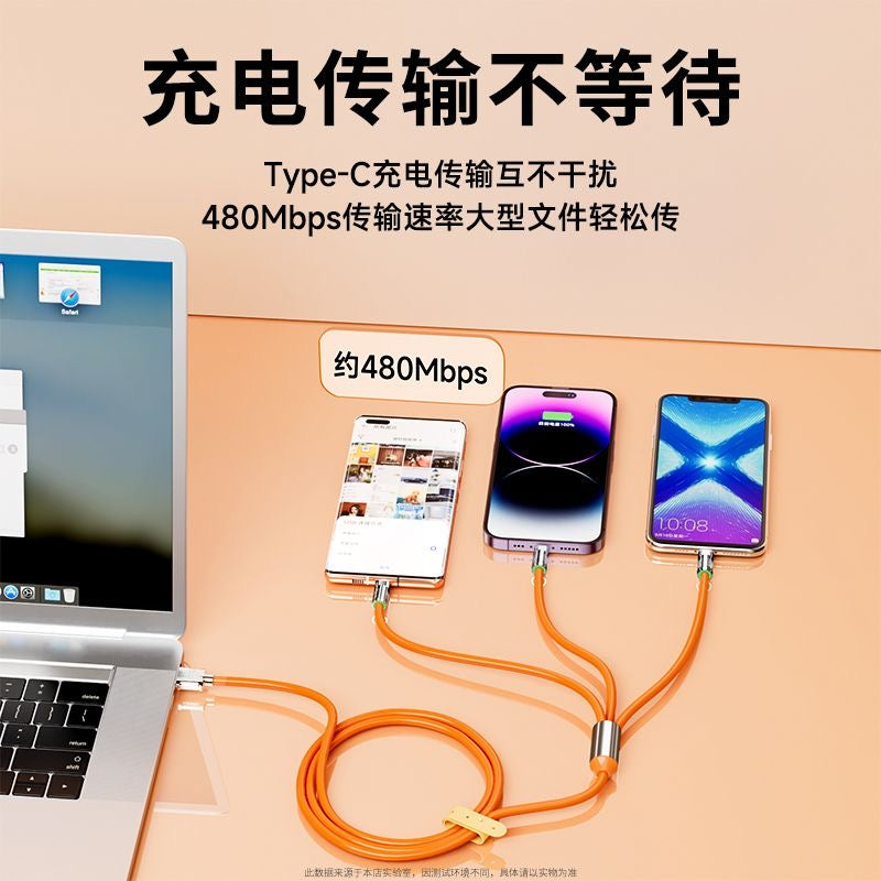120w zinc alloy 3-in-1 super fast charging cable - compatible with huawei, apple, and android devices - wholesale direct from factory