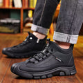 Men's winter warm cotton shoes - fleece lined, non-slip, casual high-top cotton shoes for men, elderly cotton shoes, men's leather cotton shoes for seniors