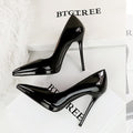 Patent leather high heels for women new arrivalfrenchelegant pointed toe waterproof platform non-tiring feet stiletto work clothingflats nude flats