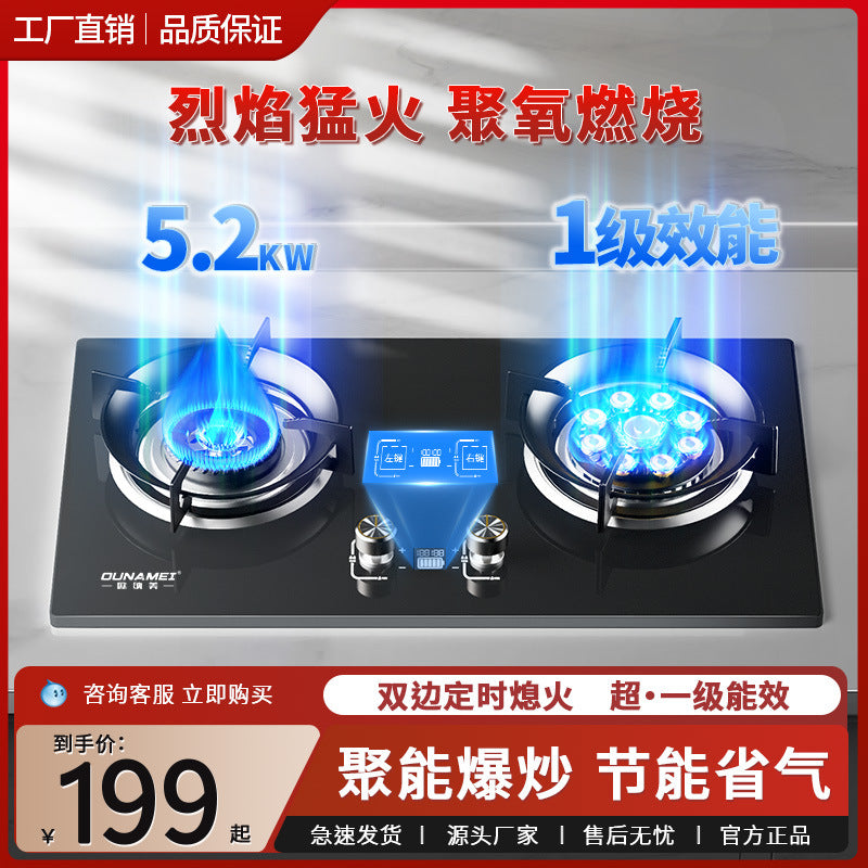 Gas stove for homenatural gas stove double stove embedded dual-purpose flameout protection timing fierce fire stove gas stove wholesale