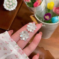 Spring silver double layer flower stud earrings 2026 new arrival elegance sense of design earrings elegant korean style easiest for match ear jewelry