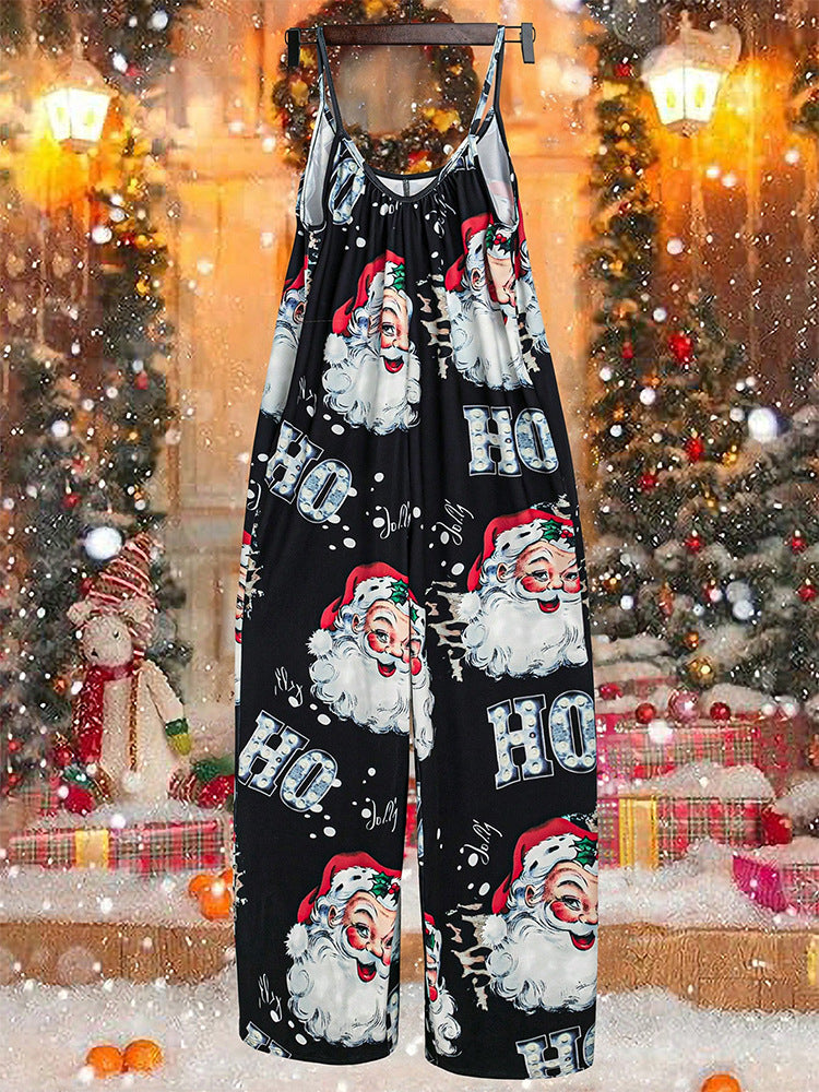 fashion   christmas pocket lazy suspender jumpsuit stylish street