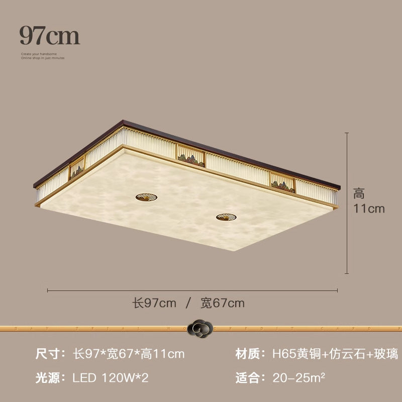 [Jiangshan] 2024 high-end new Chinese ceiling lamp, marble living room lamp zen square bedroom Chinese style