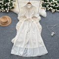 Sense of designniche style shawl patchwork lapel single breasted waist dress female summerfrenchslimming lookelegant long skirt
