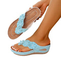 Export cross-border plus size wedge thick bottom sandals women's outer wear flip-flops flower casual beach roman flip-flops