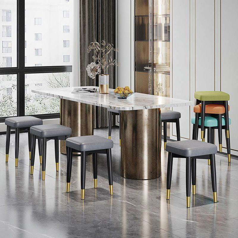 Square stool for home stackable stool modern casual dining table soft bag small stool wholesale iron dressing stool manufacturer