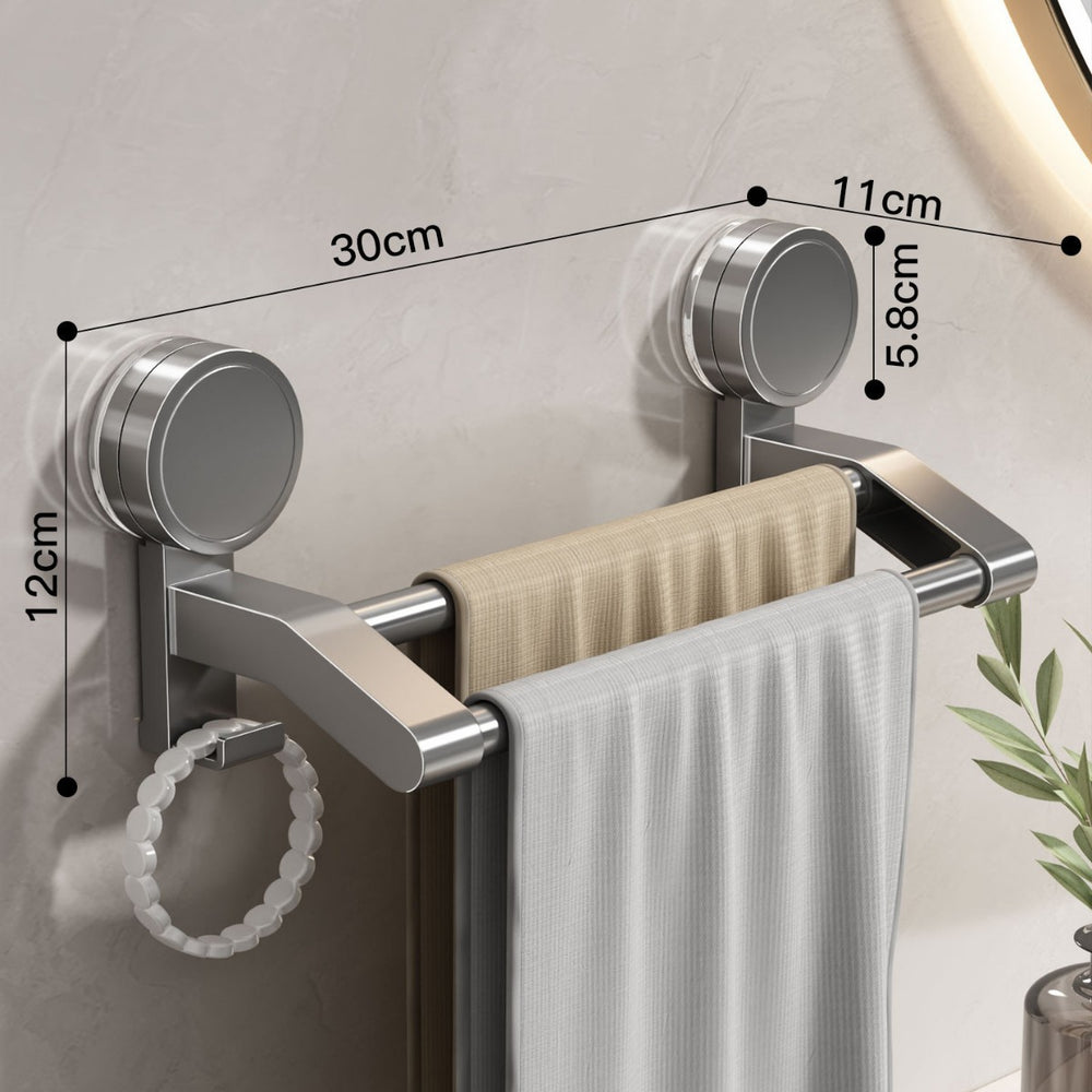 Suction cup towel rack bathroom punch-free wall-mounted storage rack bathroom towel single pole bathroom storage rack