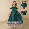 Girls' french-style formal dress, off-the-shoulder, elegant, high-end satin dress, new  one-shoulder slim-fit, cross-border export