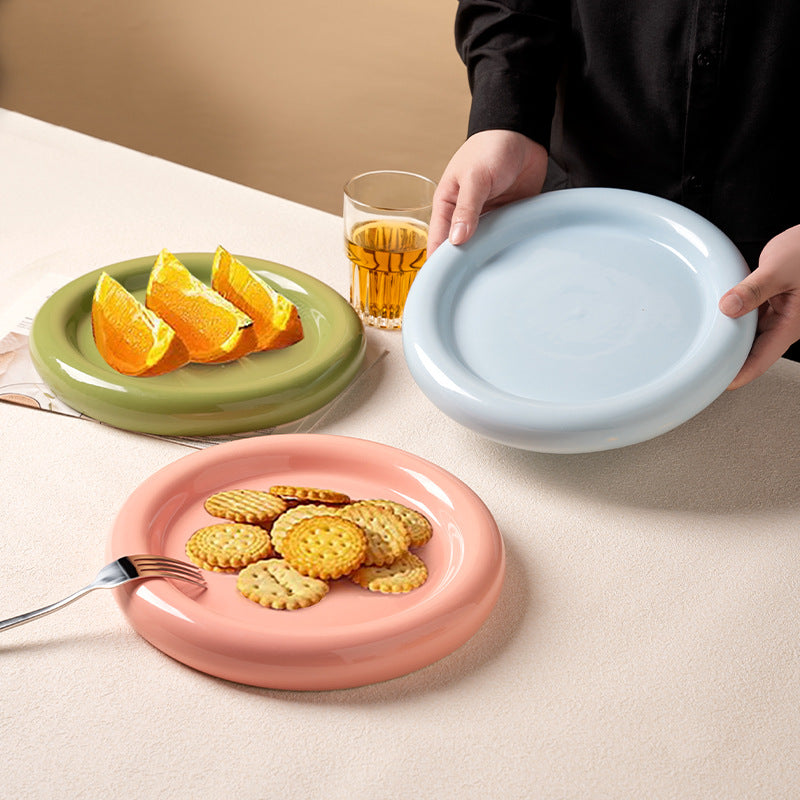 Minimalist & chic donut ceramic steak plate - high-end, aesthetic, and creative serving dish for restaurants & hotels - perfect for desserts & plating