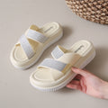 Trendy rhinestone sandals women's summer new thick sole height increasing flip flops beach high-end slippers