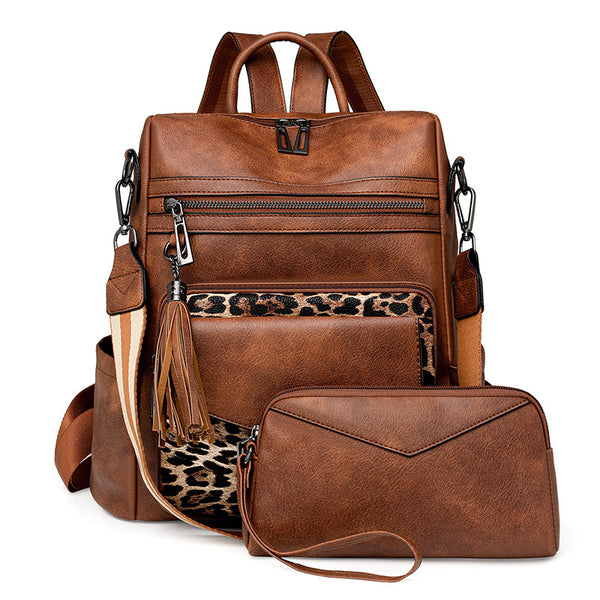 Winter 2024 new European and American retro fashion women's backpack large capacity double color fringed backpack wholesale