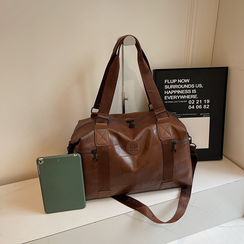 New soft leather texture travel bag large capacity lightweight portable duffel bag dry and wet separation fashionable yoga fitness bag