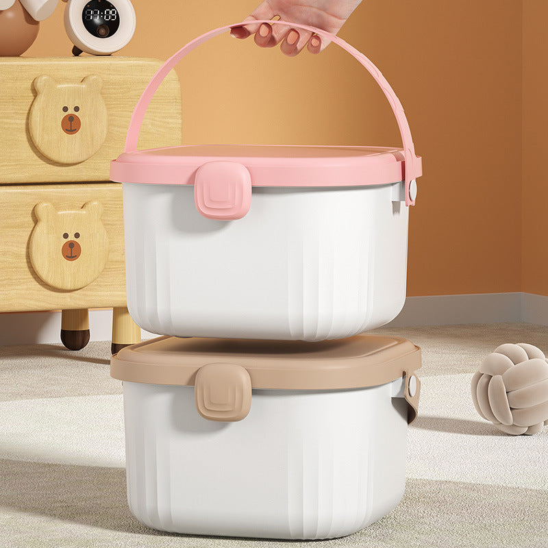 Children's toy storage bucket Household large-capacity assembled building block storage box Plastic handle with lid storage finishing box