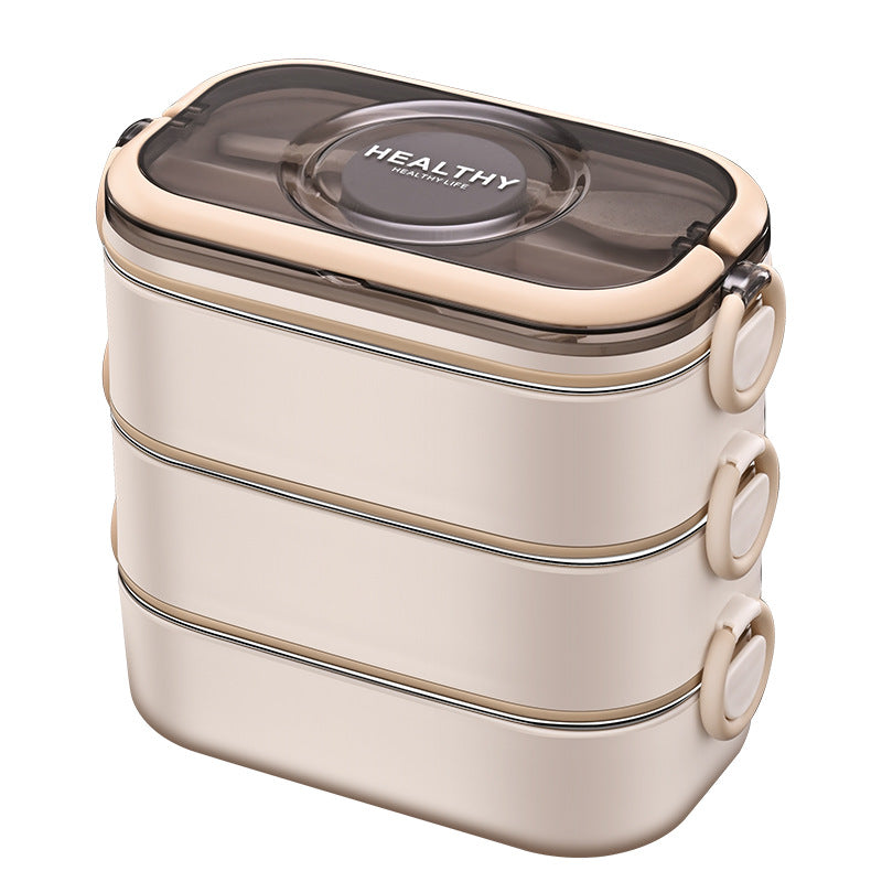 304 stainless steel multi-layer fresh-keeping bento box, portable lunch box for office workers, can be heated in microwave oven and insulated lunch box