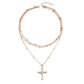 Wholesale diamond-encrusted choker necklace, european and american style cross-border sweater chain, alloy necklace for women, multi-layered wearing, cross pendant necklace
