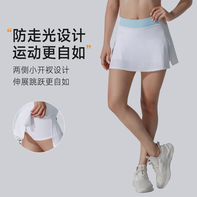 color block high-stretch active skort two-piece set - fitness, badminton, running, tennis outfit - custom yoga set available