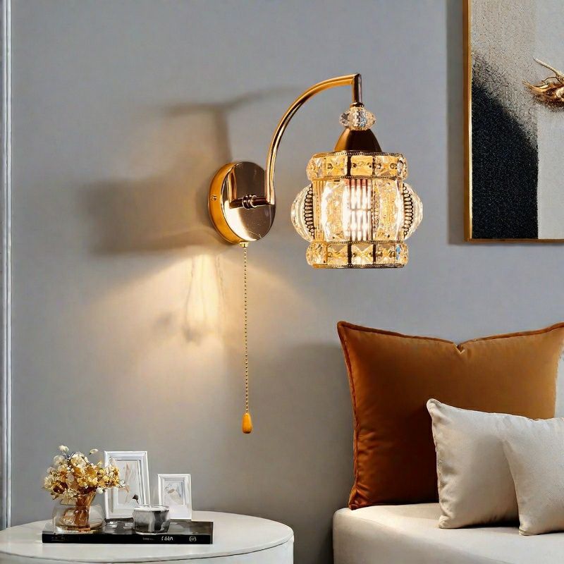 Postmodern zhongshan bedroom bedside lamp aisle accessible luxury crystal corridor wall lamp living room study stairwell lamp