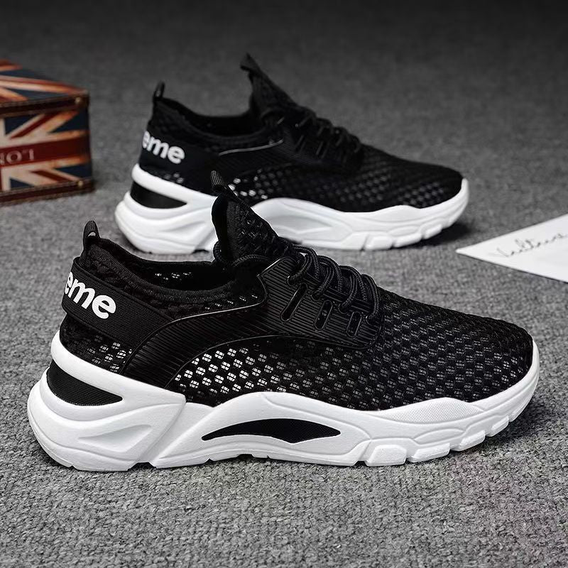 2025 new winter men's breathable lightweight single mesh hollow-out mesh sports running casual mesh shoes - trendy men's sneakers