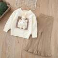 Girls' knitted sweater set - two-piece outfit -  autumn/winter new collection - baby girl cartoon rabbit crewneck pullover set