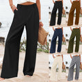 new women's summer fashion loose solid color high waist casual straight leg trousers for cross-border