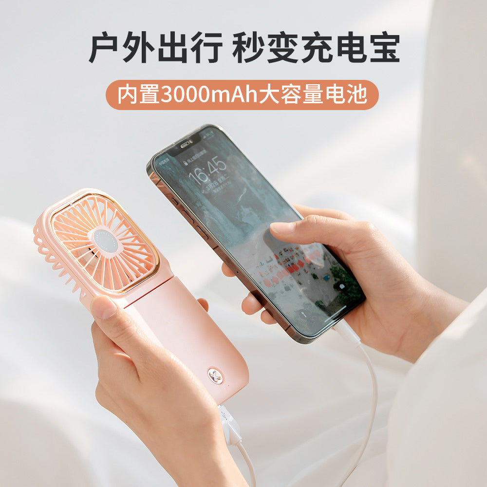 russian f30 handheld fan usb rechargeable mini foldable mobile phone holder power bank hanging neck fan