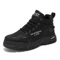 2025 autumn men's martin boots mid-cut retro british style work boots trendy high-top boots chunky sole casual shoes