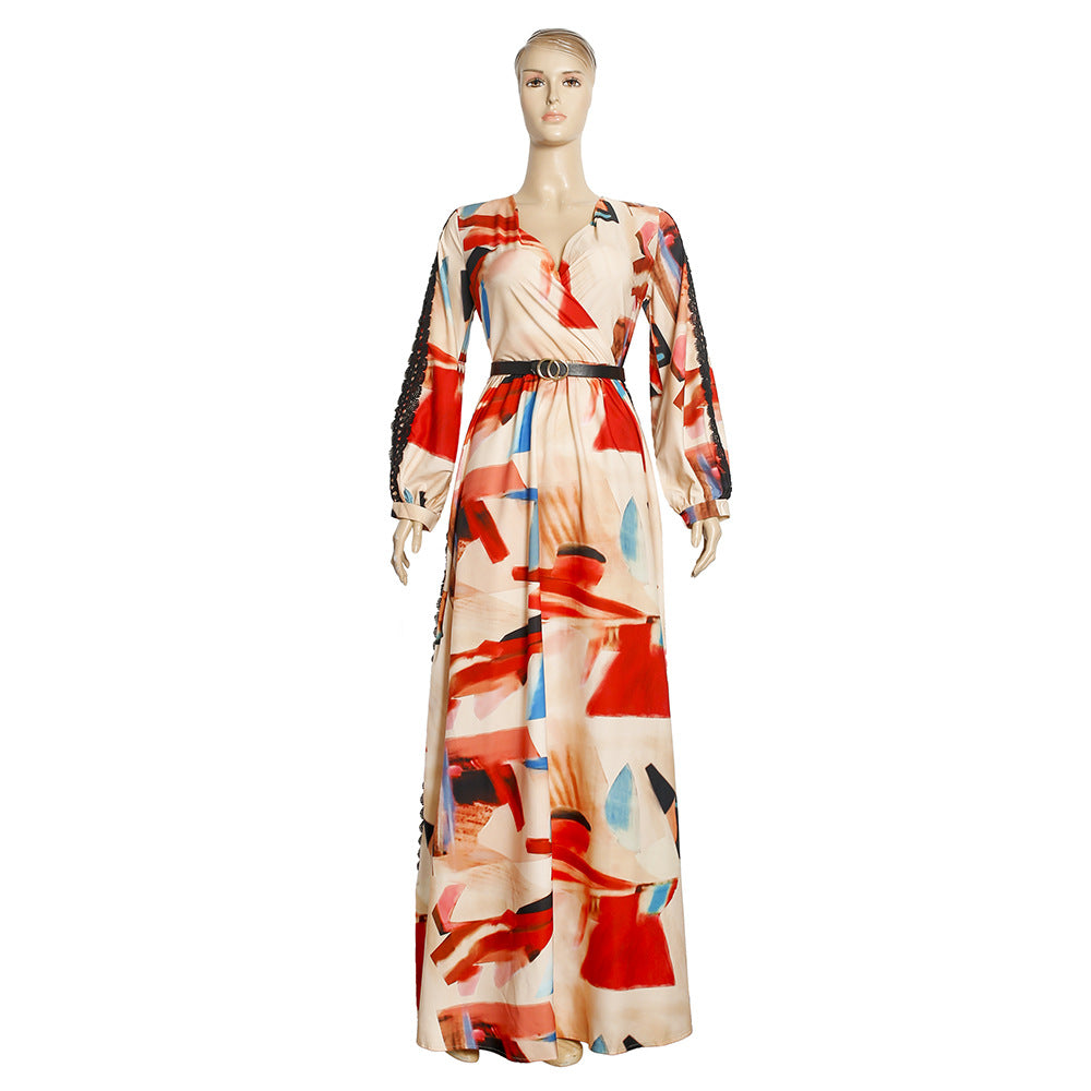 Amazon  plus size women's floral swing dress - new arrival, cinched waist, lace trim, elegant dress