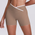 new arrivalfashioncontrast color cross tight high waist yoga shorts sports running fitness three-point yoga pants for women
