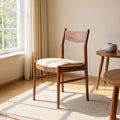 Scandinavian solid wood dining chair for home ash walnut color dining table and chairs wabi-sabi style restaurant casual back chair