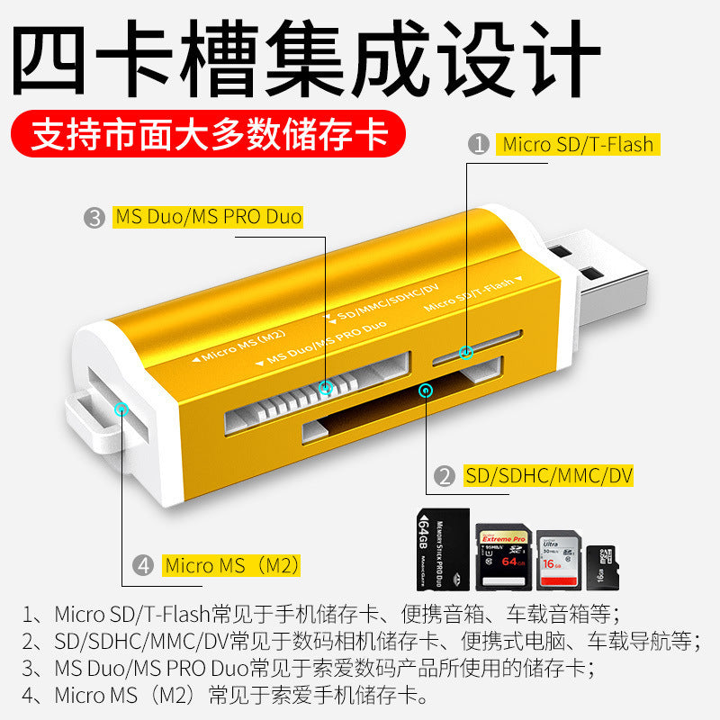 Mobile phone computer multi-function high-speed card reader SD car MS memory TF card camera memory card reader mini