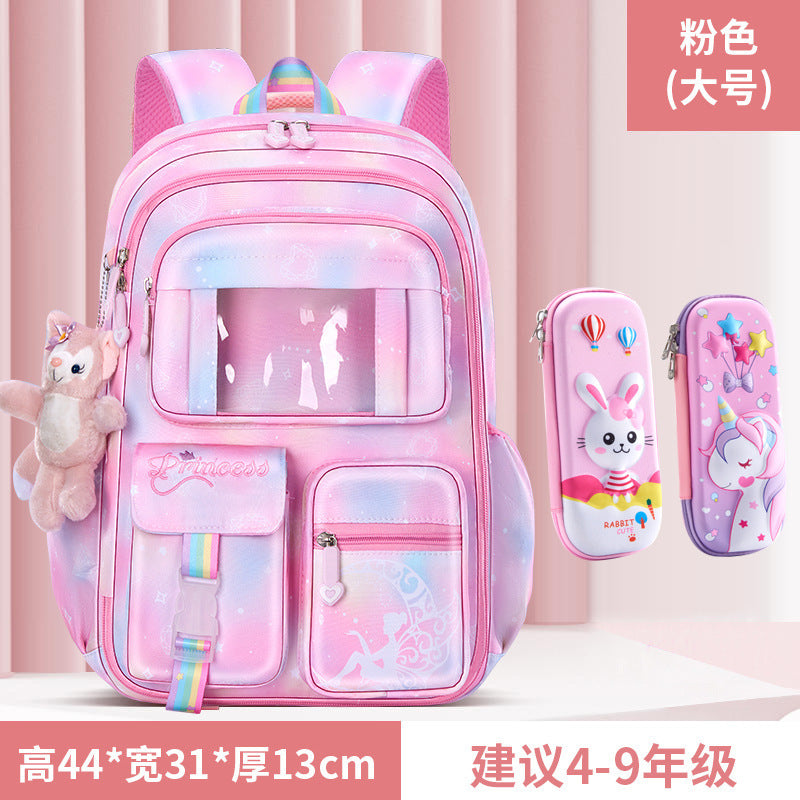 New primary school schoolbag women's lightweight large-capacity refrigerator side opening to reduce the burden of dream children's backpack for grades 1-6
