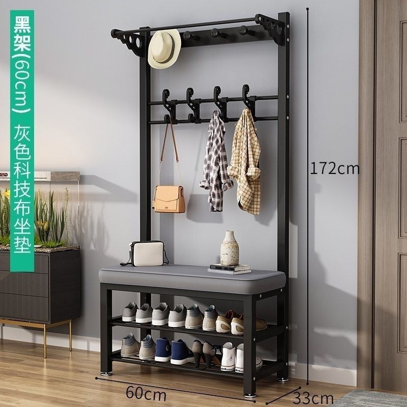 Simple shoe changing stool entrance door for home coat rack floor-standing entrance storage rack all-in-one foyer multifunctional coat rack