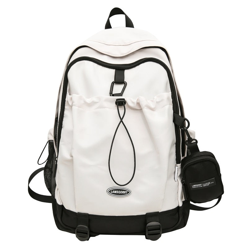 School bag student college style niche design drawstring large capacity backpack leisure sports campus computer backpack