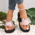 summernew arrival herringbone flower thick sole round toe slip-on lightweight plaideasiest for match beach sandals and slippers dropshipping