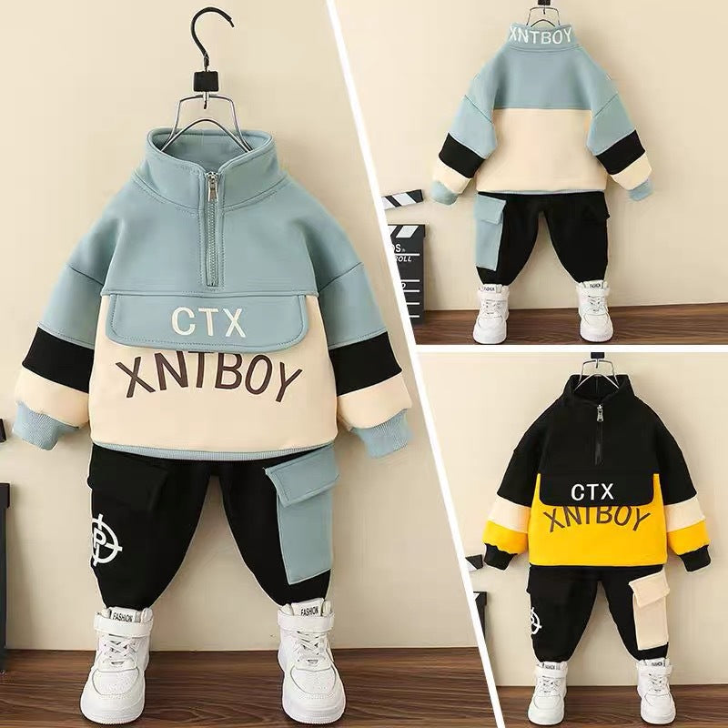 Kids' tracksuit: stylish and trendy boys' activewear set - korean style autumn/winter sweatshirt and pants for toddlers and young boys