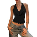 exportlacepatchwork swing neck halter vest women's sexy hot girl outwear silm tie back tops women