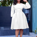 D418 belted african women's dress,  autumn/winter new arrival, long sleeve elegant round neck swing dress, european and american style