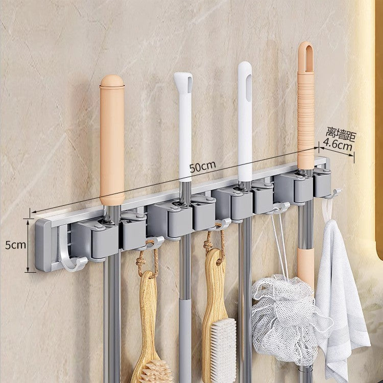 Bathroom bathroom punch-free strong mop wall hanging clip handy gadget fixed hook buckle broom storage storage rack