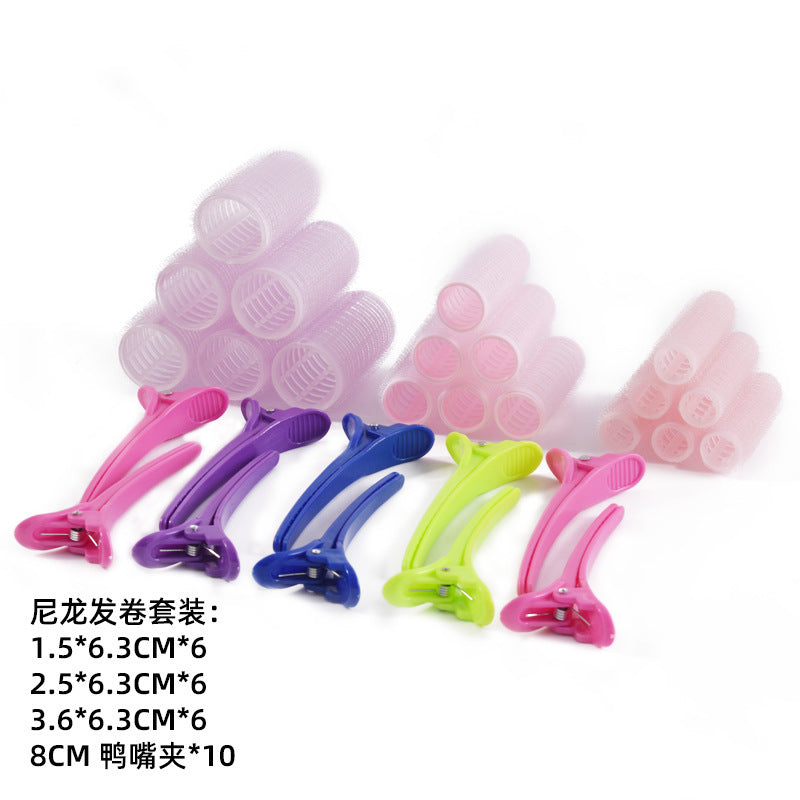 Cross-border 28 nylon curling iron sets, plastic hair roots, fluffy air bangs, curling hair artifacts, hair tools