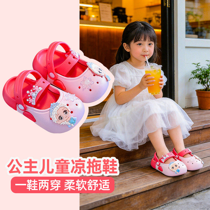 new children's slippers - girls' summer closed-toe sandals - cute cartoon anti-slip slides for girls, ages 3-6