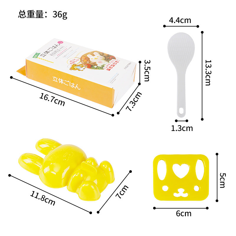 Creative cartoon rabbit rice ball mold - diy sushi mold for home use, kids' rice bento, cross-border hot seller