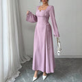 women's purple woven wrap dress with ruffle sleeves - summer sleeve dress