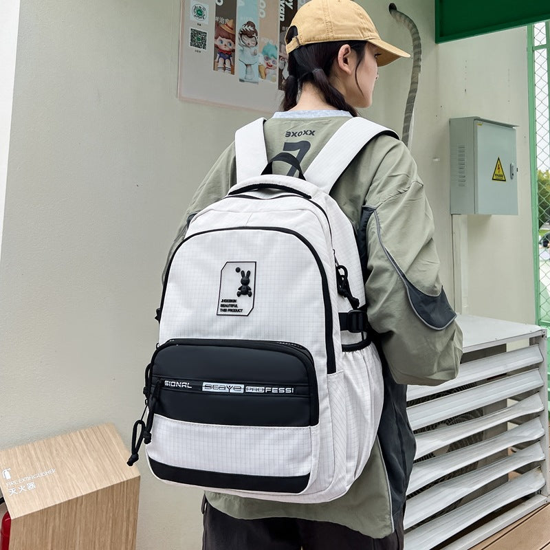 New large-capacity high school backpack, student schoolbag, simple female college bag, casual versatile travel backpack