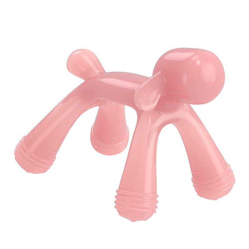 Baby teething glue, cartoon dog biting glue biting music boiled food grade silicone anti-eating hand baby grinding stick