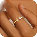 Aliexpress letter rings - 26 letters a-z gold 18k gold plated unisex rings creative finger rings wholesale jewelry