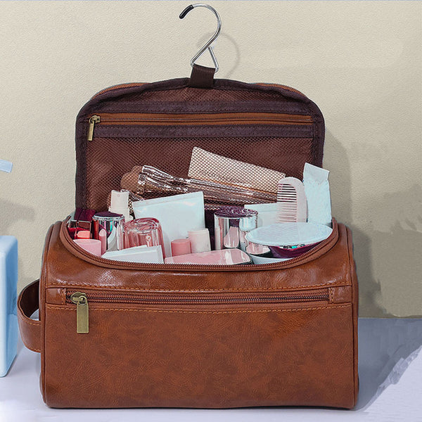 Cross-border hot-selling portable toilet bag travel large-capacity storage bag waterproof PU leather skin care cosmetic storage bag