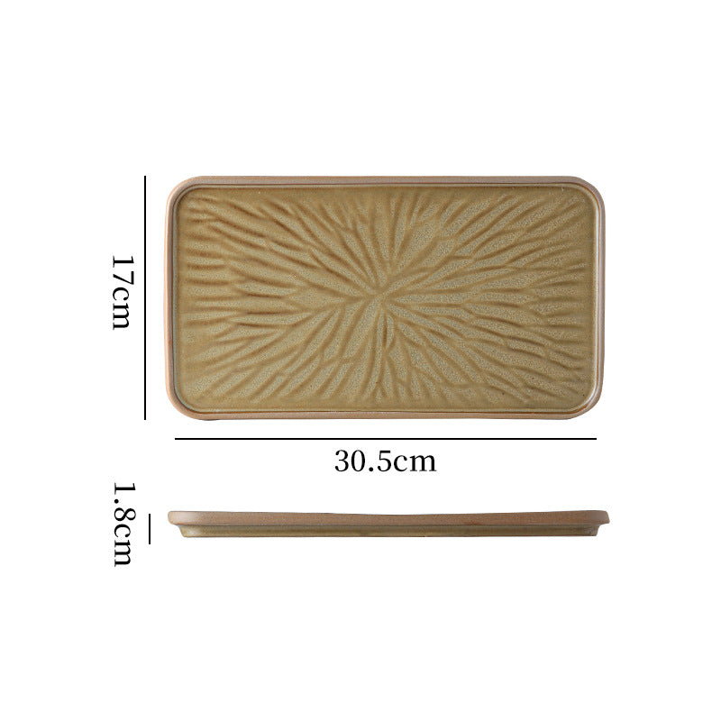 Japanese-style ceramic creative retro rectangular flat plate fish plate restaurant home hotel unique serving plate dessert plate square plate