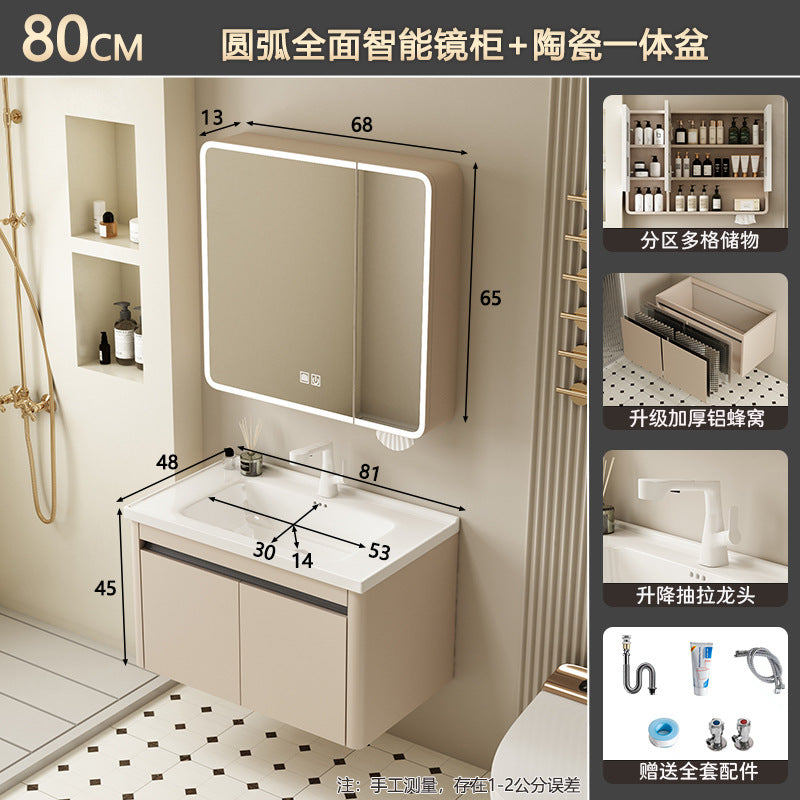 Bathroom cabinet ceramic all-in-one basin bathroom bathroom bathroom cabinet wash basin wash basin wash basin combination honeycomb aluminum