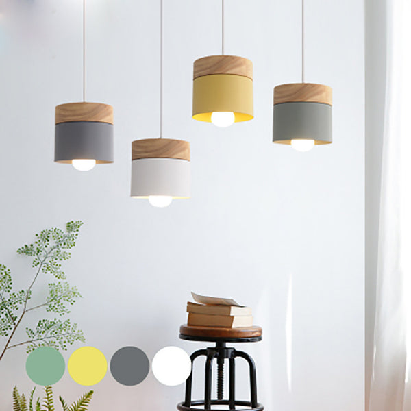 Nordic creative restaurant light Macaron modern wrought iron aisle light single head white gray bedroom bedside small chandelier